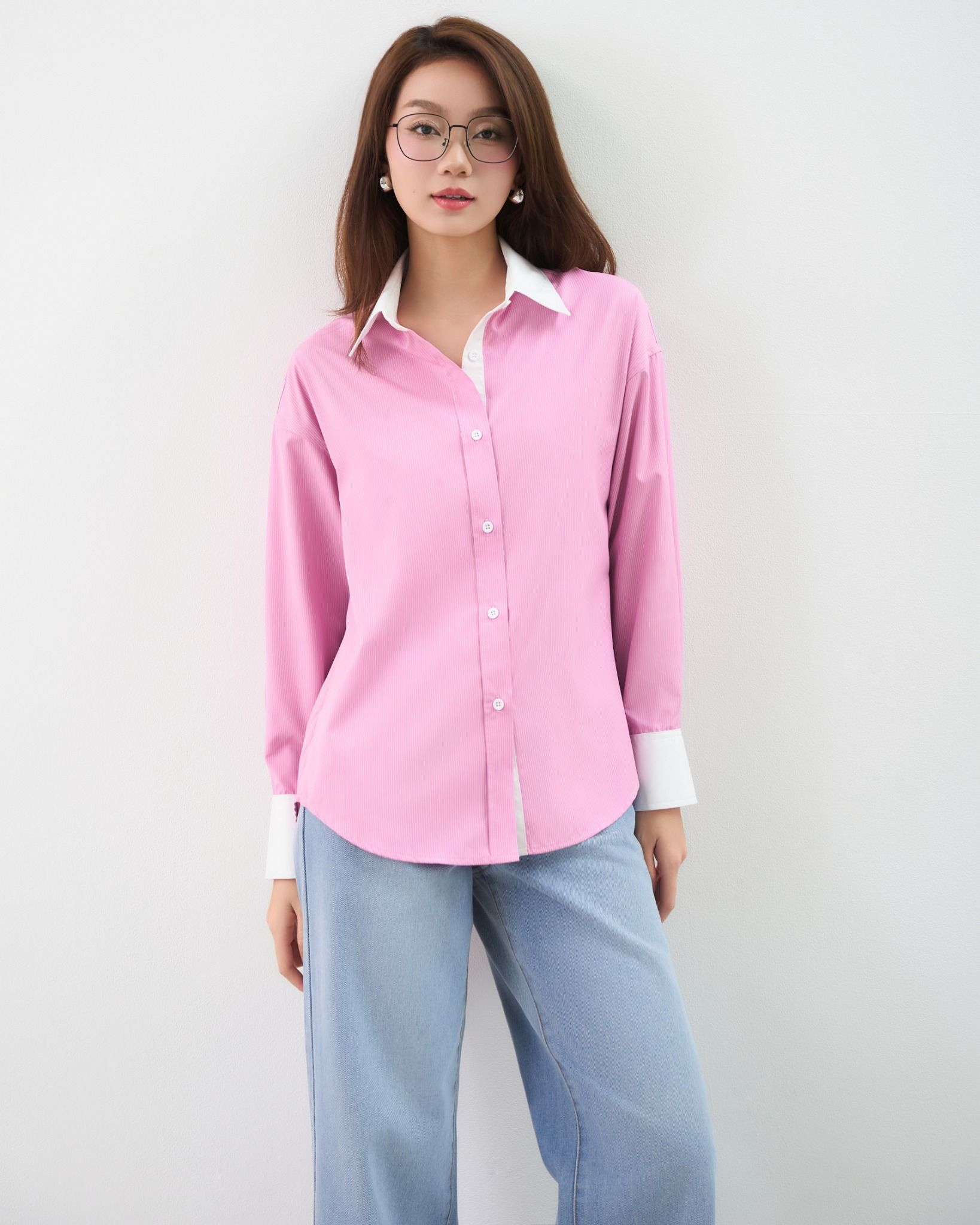 Áo Sơ Mi Sọc Phối Cổ FAS352