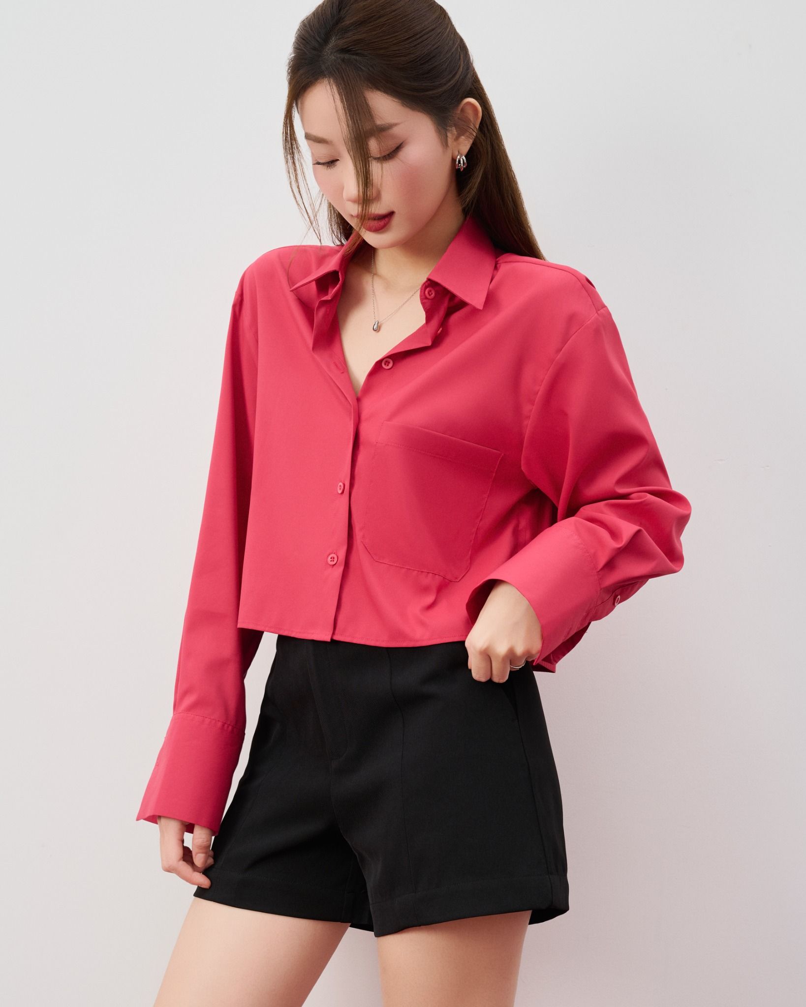 Áo Sơ Mi Croptop+Túi FAS358
