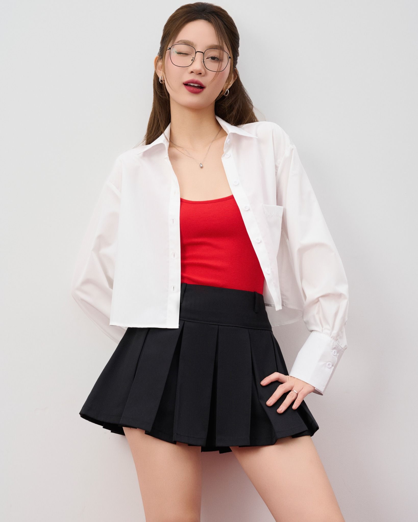Áo Sơ Mi Croptop+Túi FAS357