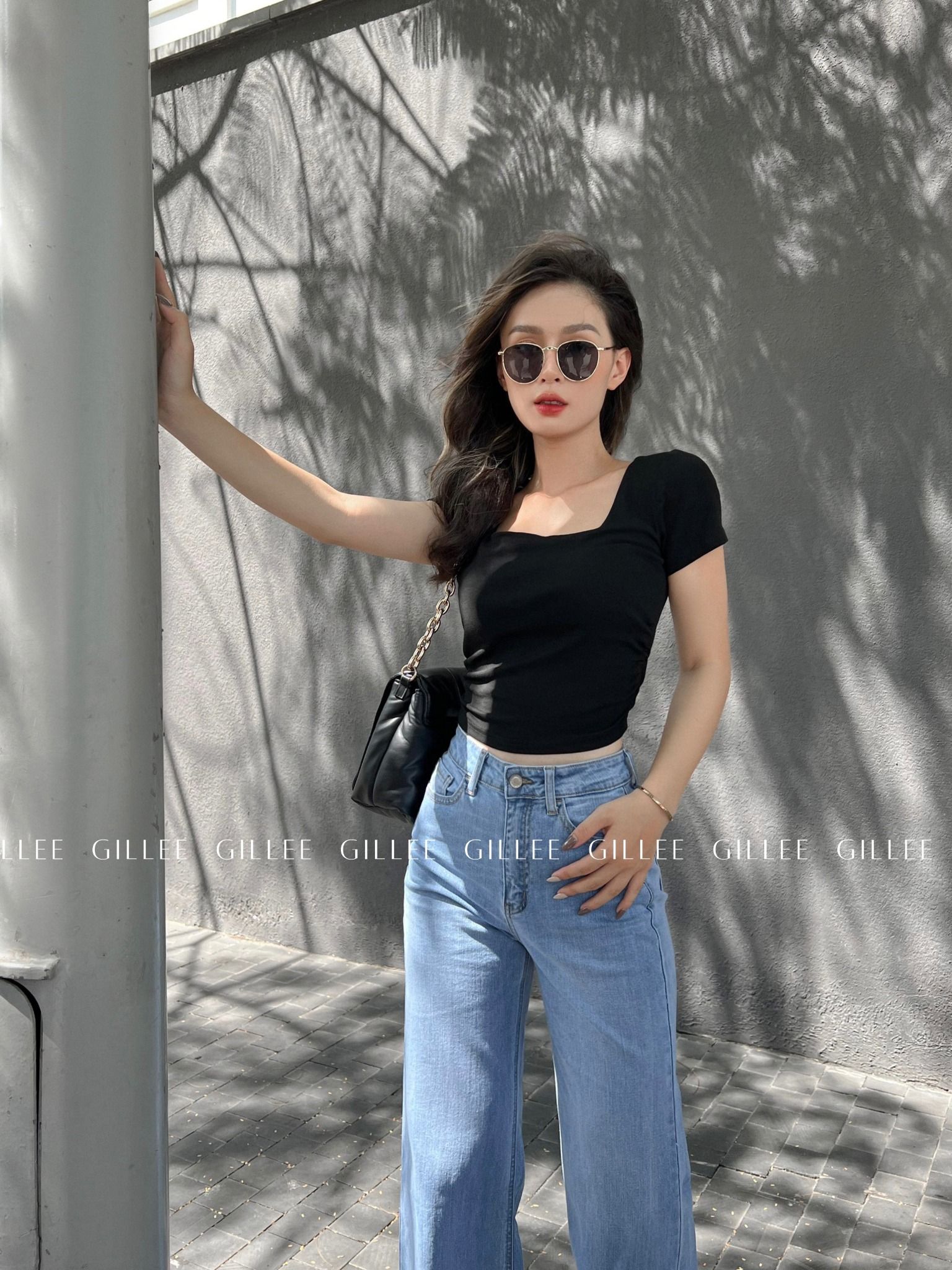 Quần Jean Ống Rộng Gấu Thường Ngắn YQJ018