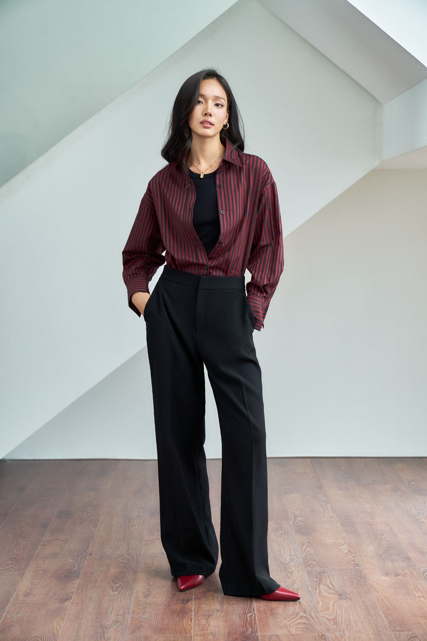 Áo Sơ Mi Sọc Oversize FAS316
