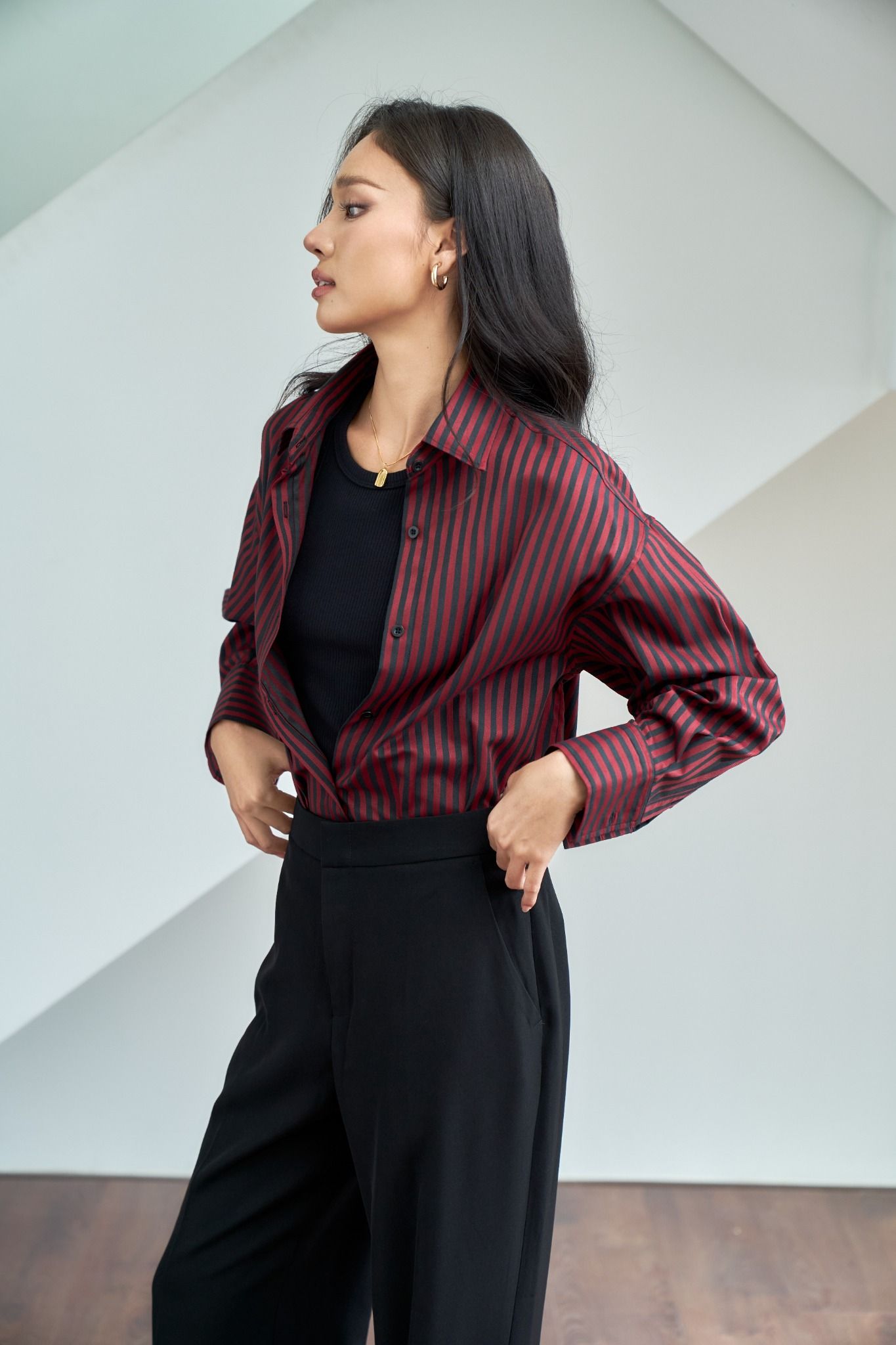 Áo Sơ Mi Sọc Oversize FAS316