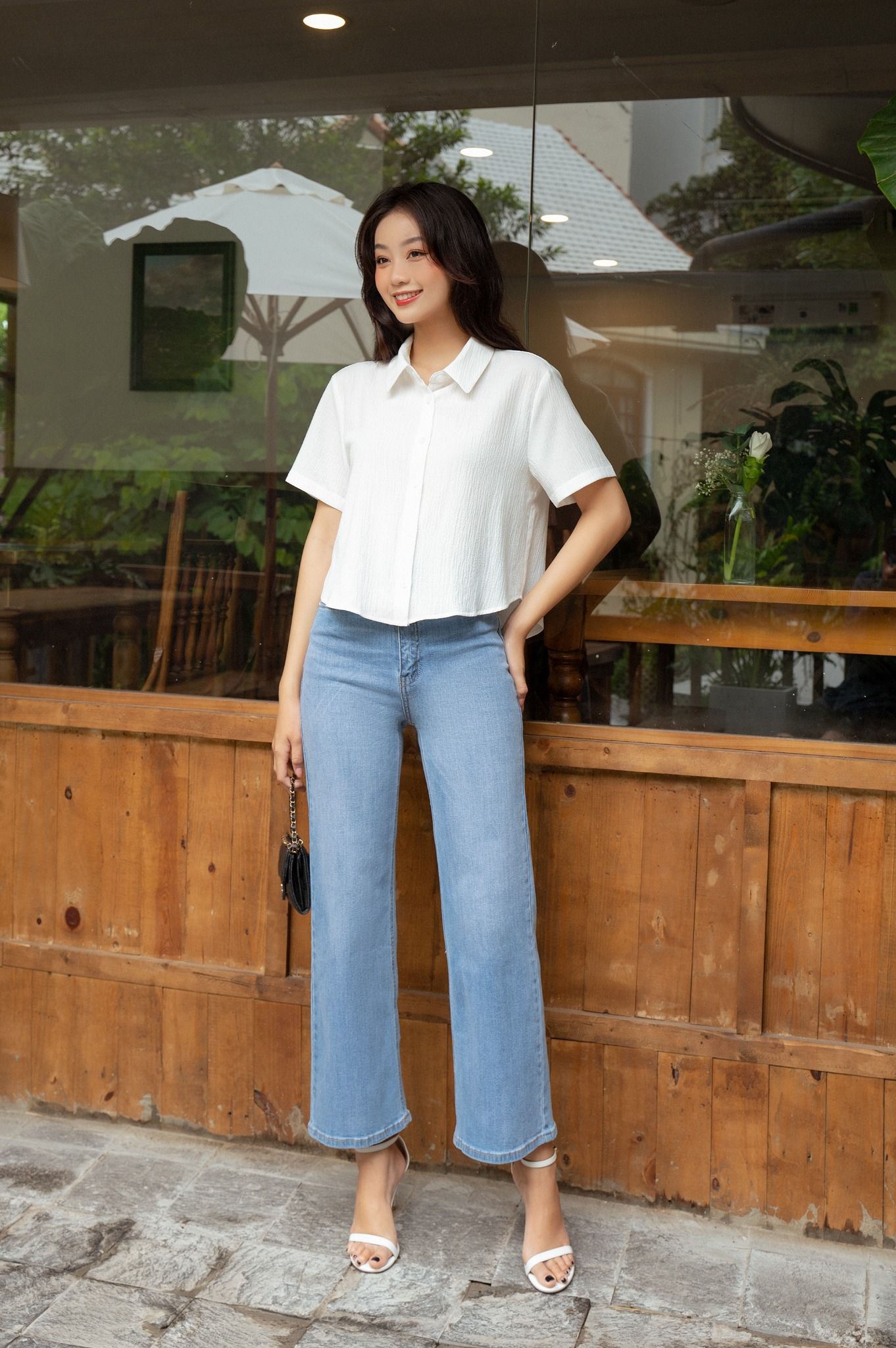 Quần Jean Ống Rộng Gấu Thường Ngắn YQJ018
