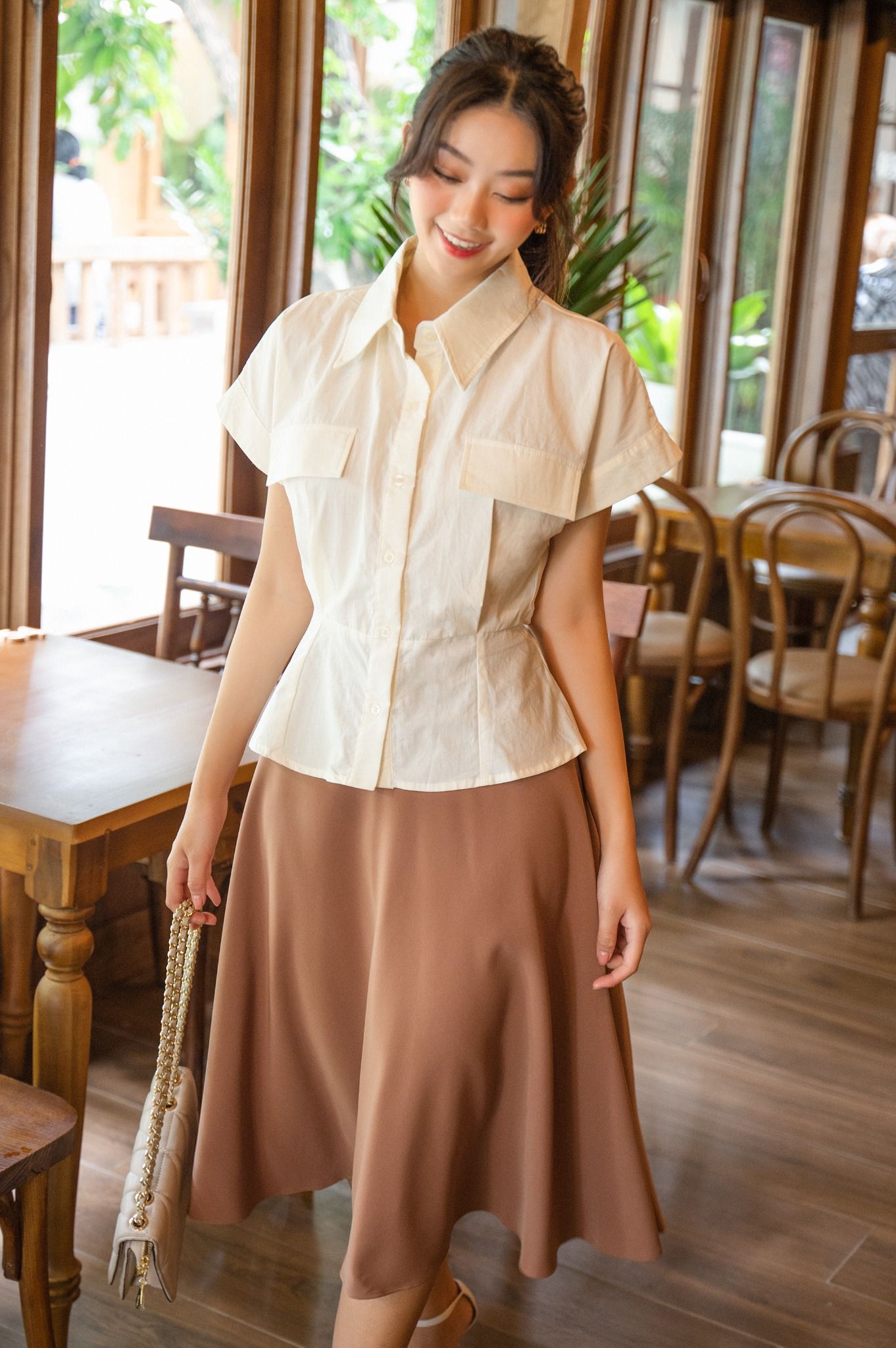 Áo Sơ Mi Tay Ngắn Có Nắp Túi FAS196
