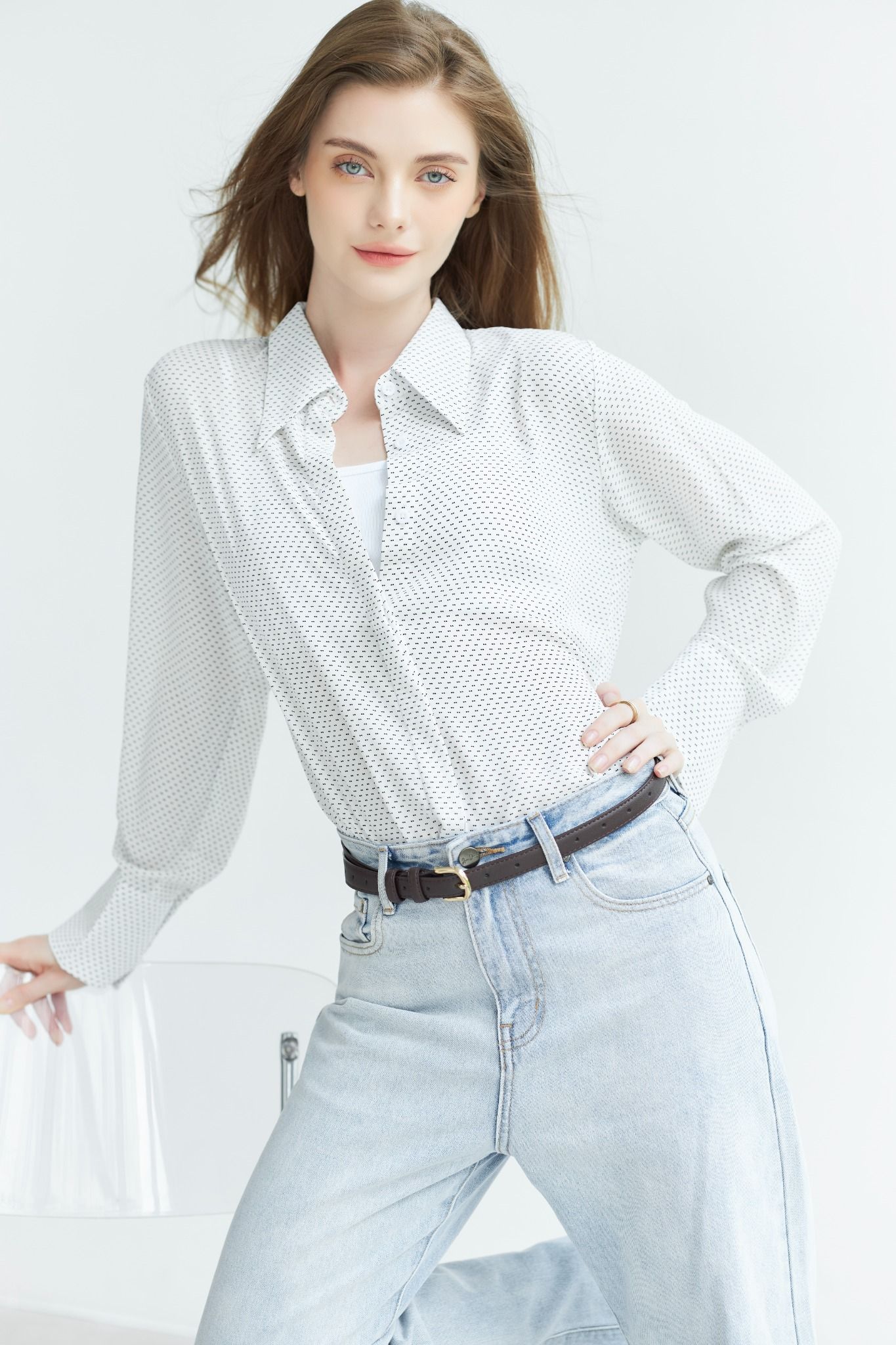 Áo Sơ Mi Chấm Bi Đôi FAS281