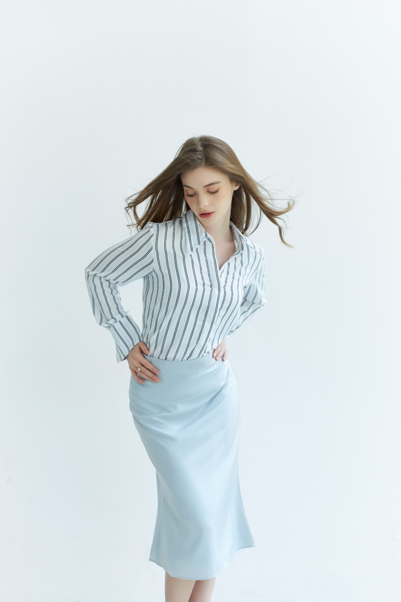Áo Sơ Mi Sọc Xanh Nhạt FAS278