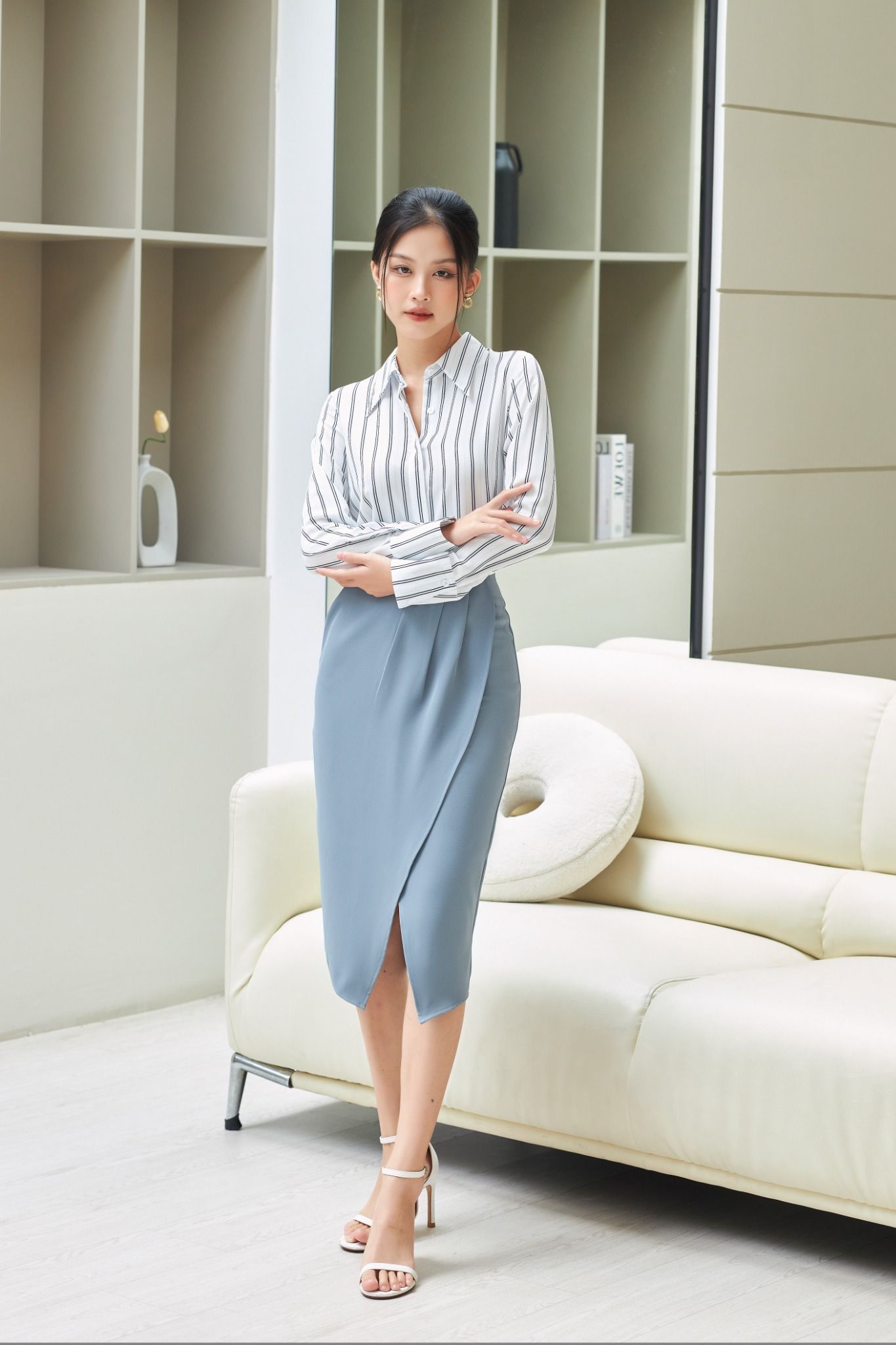 Áo Sơ Mi Sọc Xanh Nhạt FAS278
