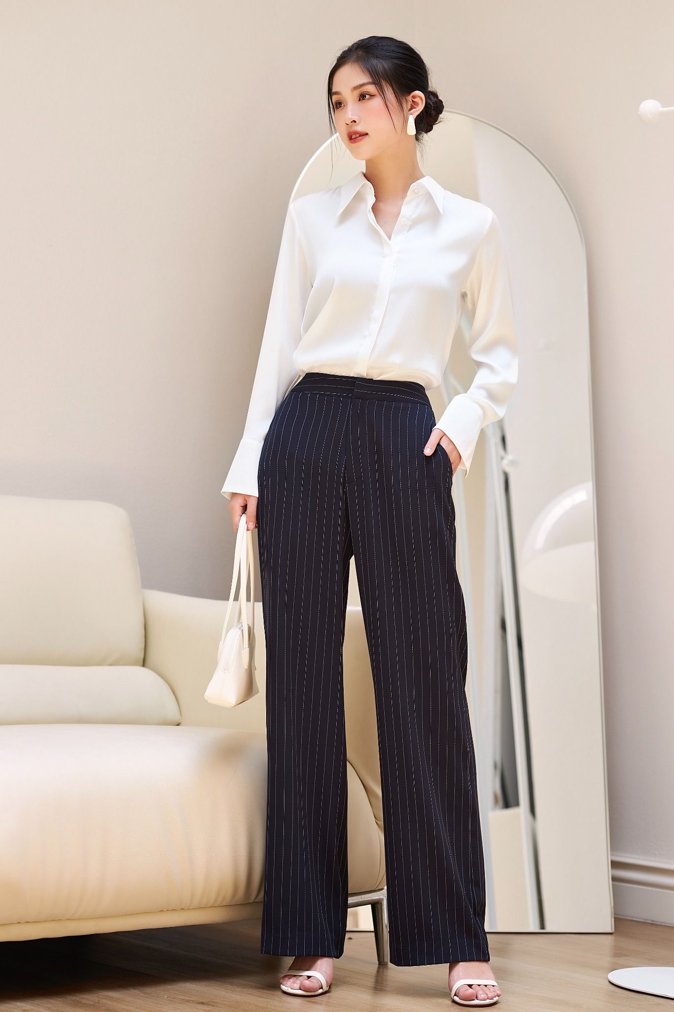 Quần Tây Ống Rộng Sọc FQR032
