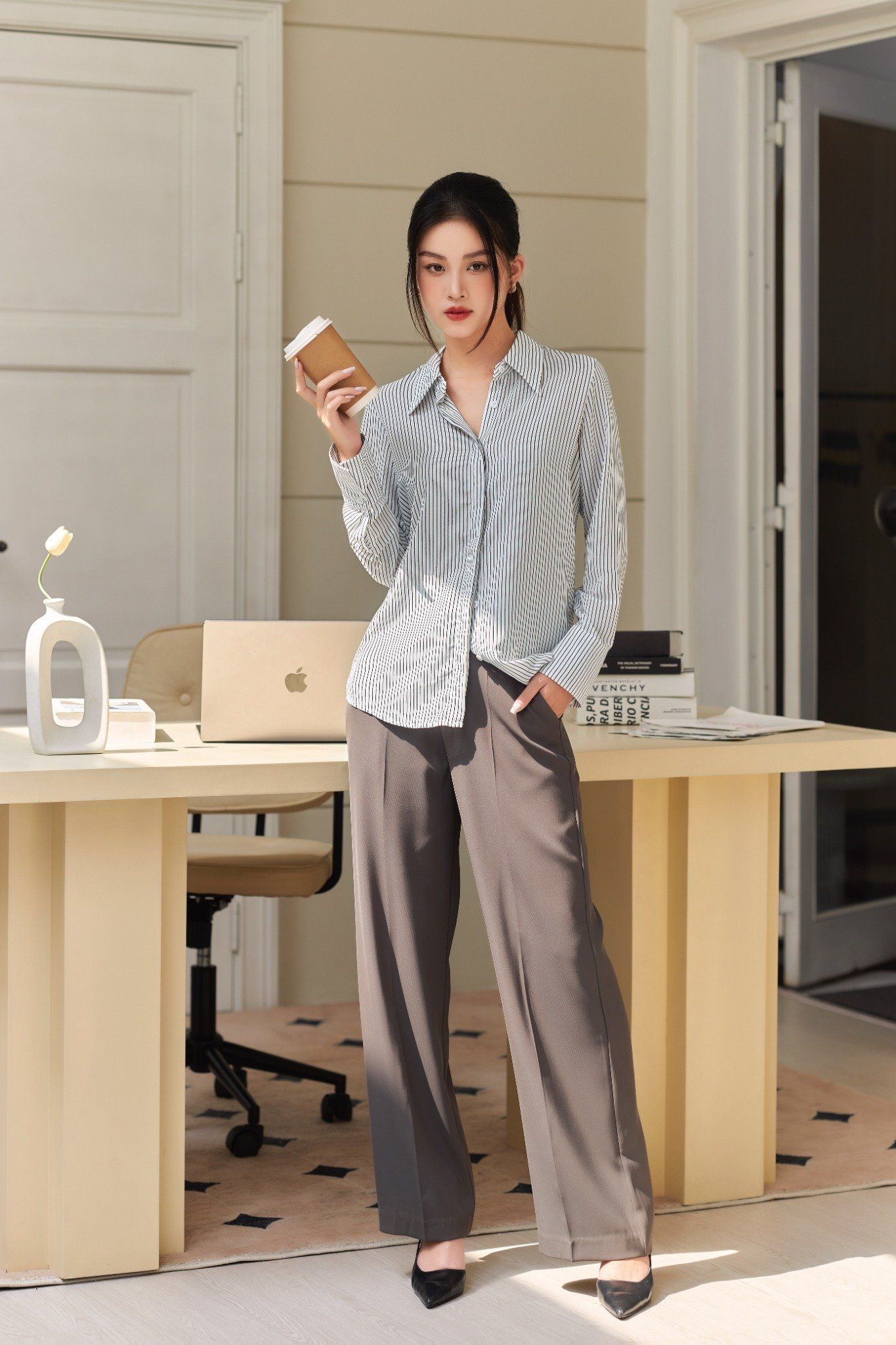 Áo Sơ Mi Kiểu Sọc Nhỏ FAS261