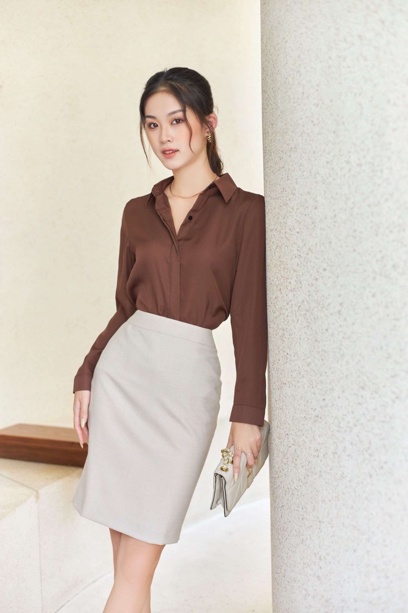 Chân Váy Bút Chì Ngang Gối YVB014