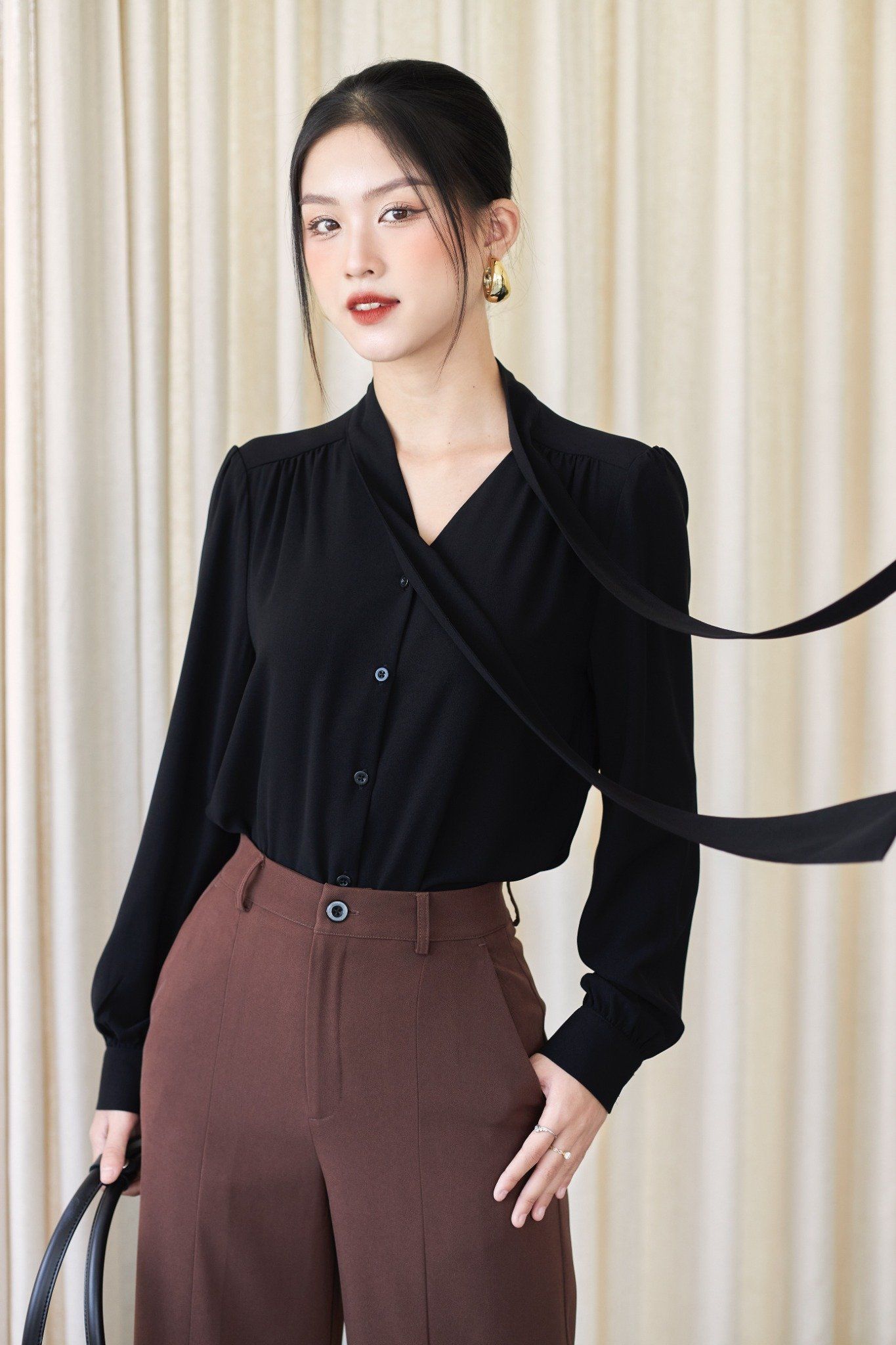 Áo Nơ Lụa Trơn FAK056