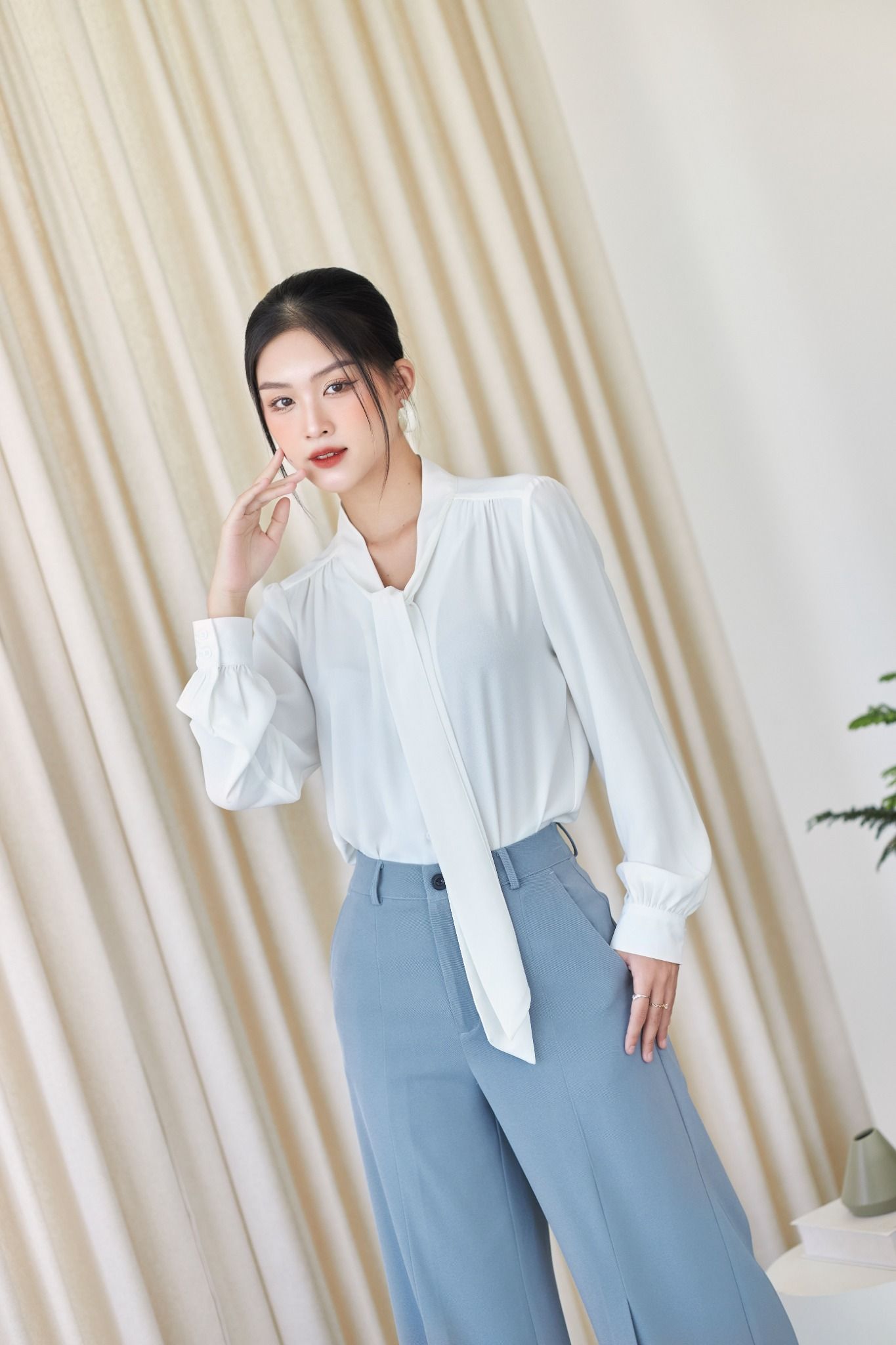 Áo Nơ Lụa Trơn FAK056