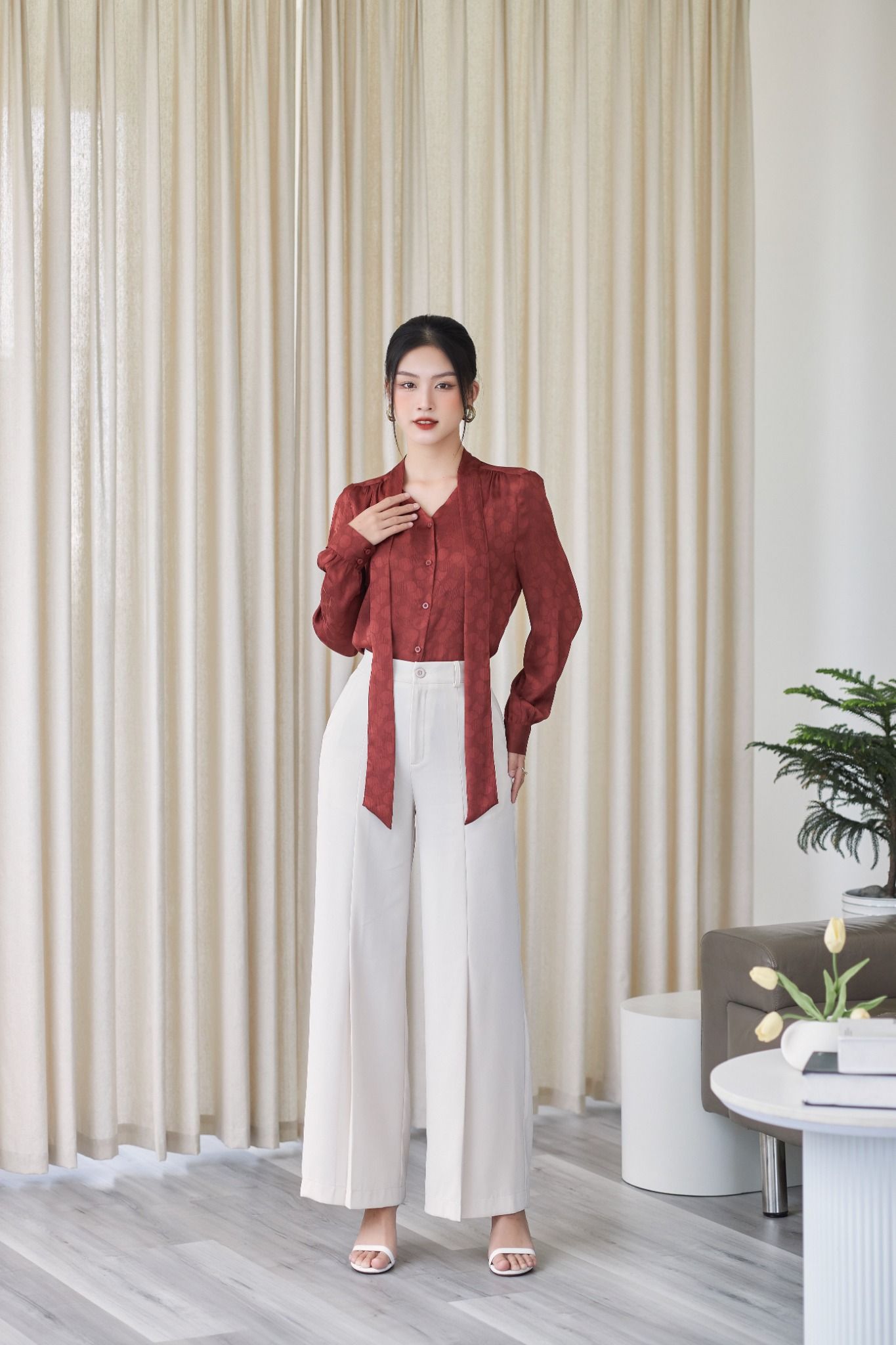 Áo Nơ Chấm Tròn FAK060