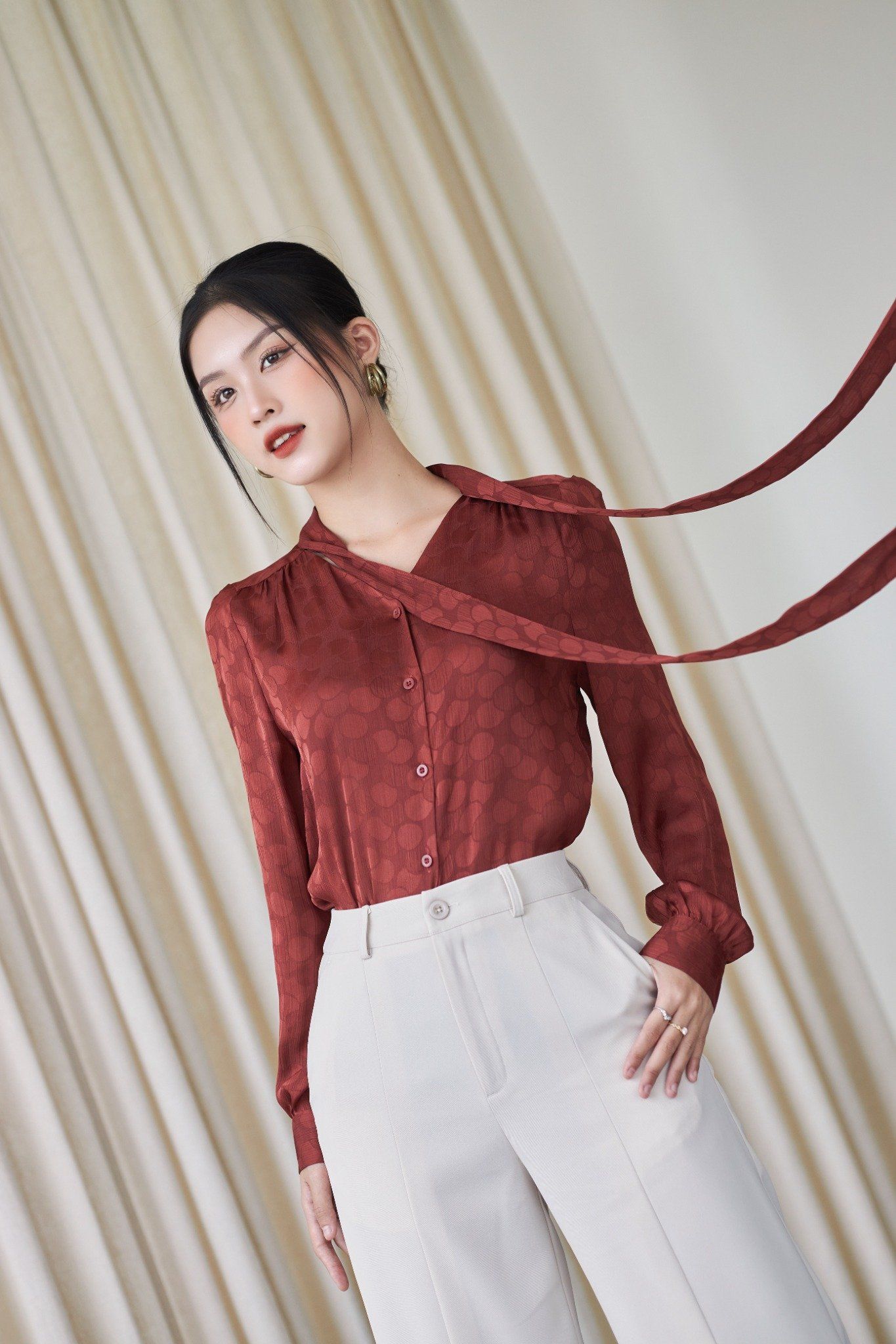 Áo Nơ Chấm Tròn FAK060