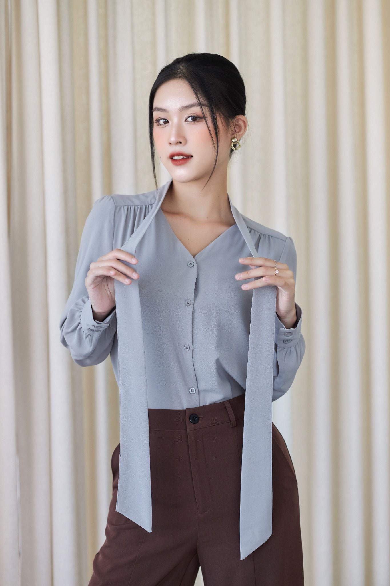 Áo Nơ Lụa Trơn FAK056