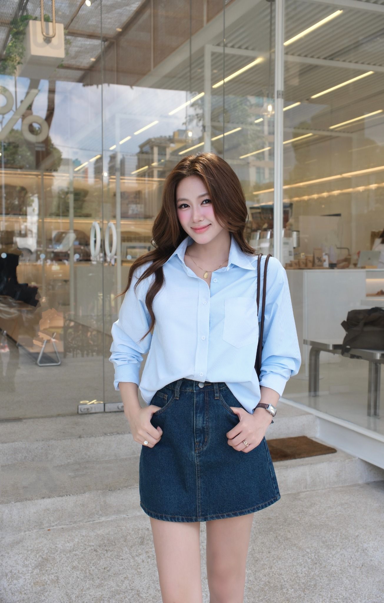 Áo Sơ Mi Phối Sọc Caro FAS373