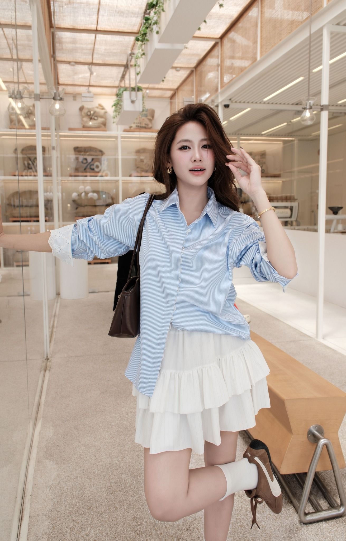Áo Sơ Mi Sọc Viền Ren FAS371
