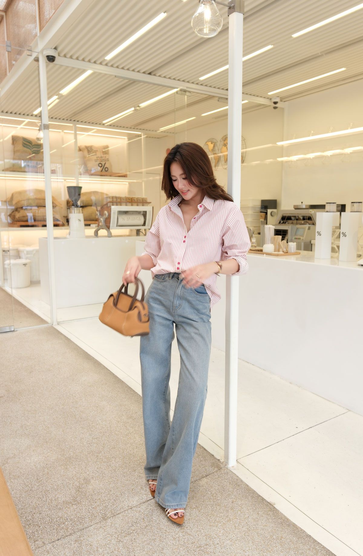 Áo Sơ Mi Sọc Form Rộng Cúc Đôi FAS382