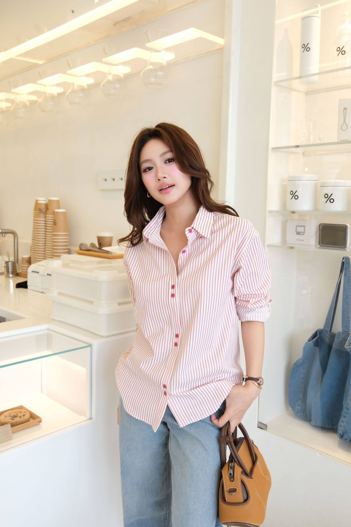 Áo Sơ Mi Sọc Form Rộng Cúc Đôi FAS382