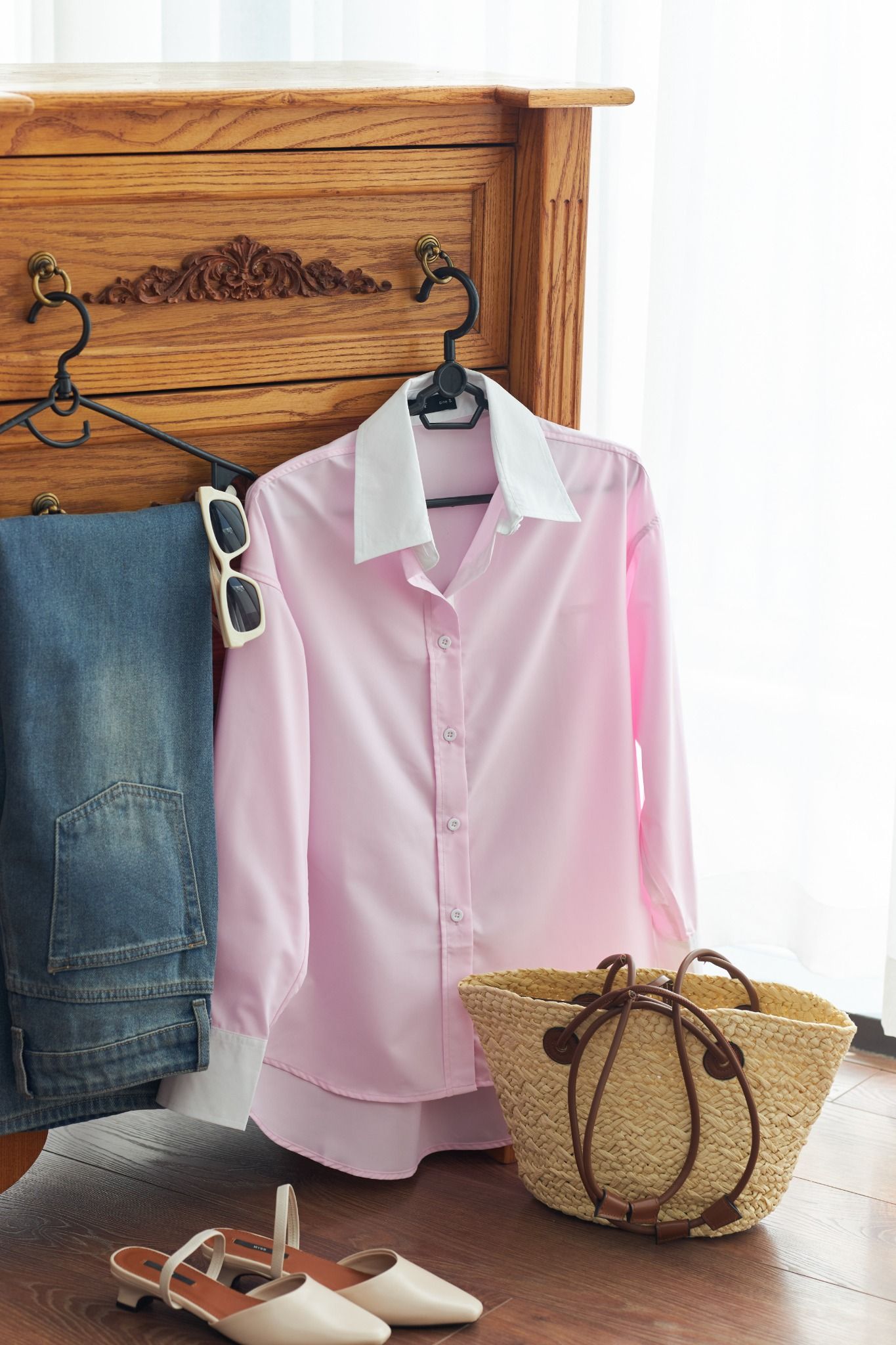 Áo Sơ Mi Trơn Phối Cổ Oversize FAS351
