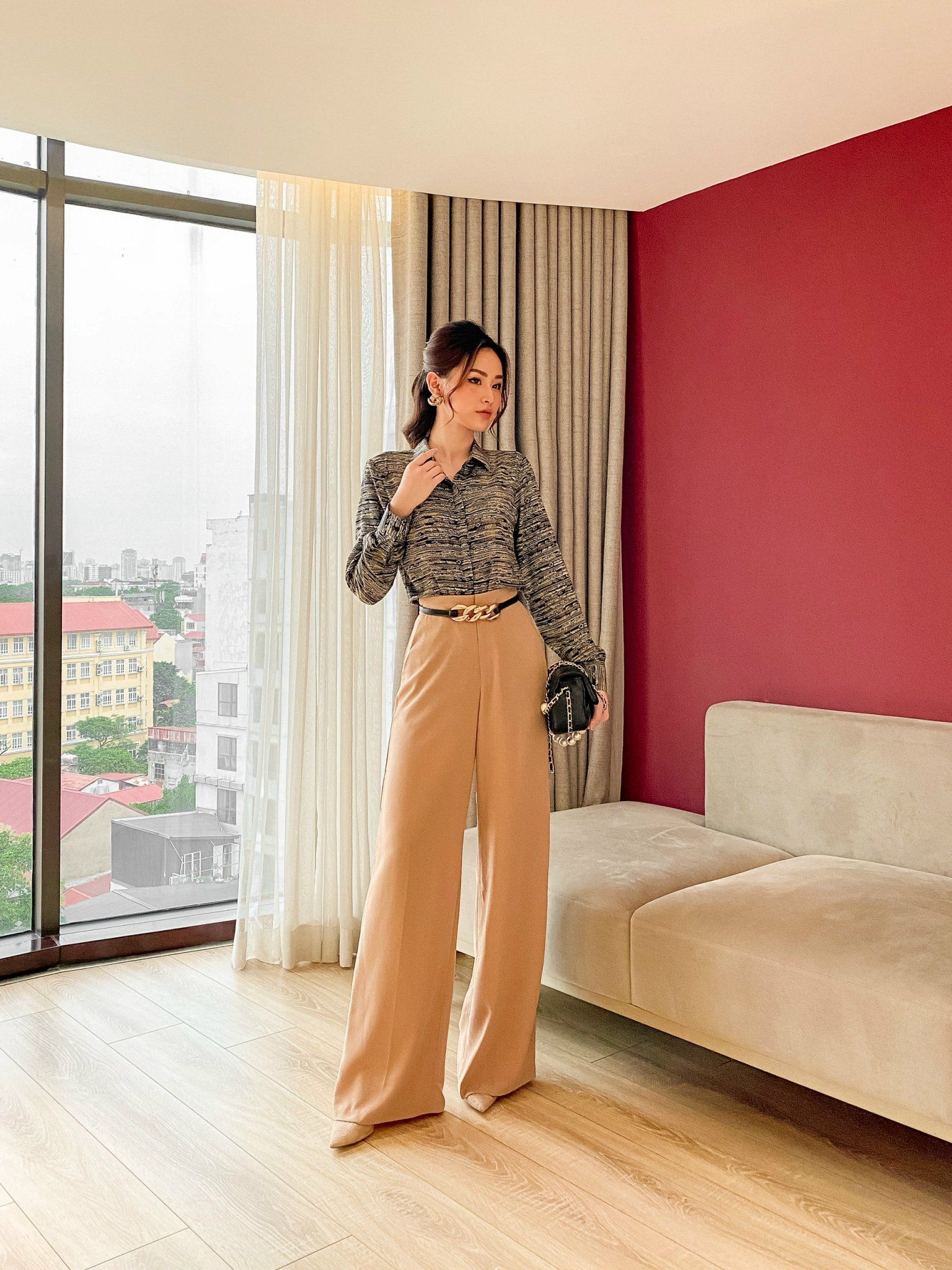 Quần Ống Rộng Nâu