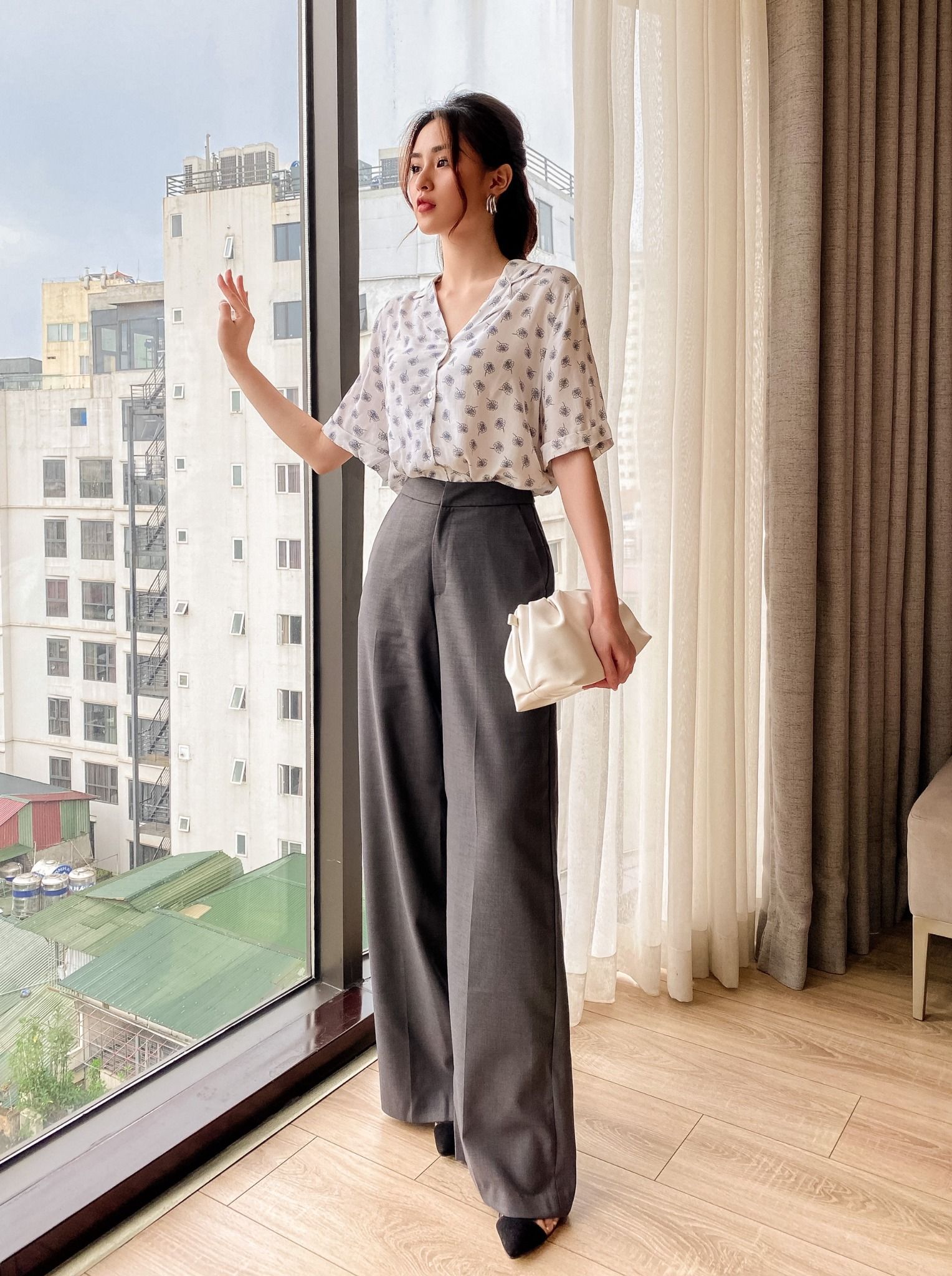 Quần Ống Rộng Xám