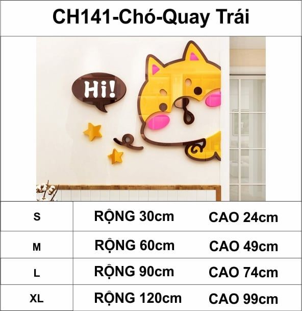 Tranh mica EPeBen dán tường nổi 3d hình Thỏ Con, cún con Hi trang trí cửa ra vào, cửa hàng, quán ăn, địa điểm kinh doanh