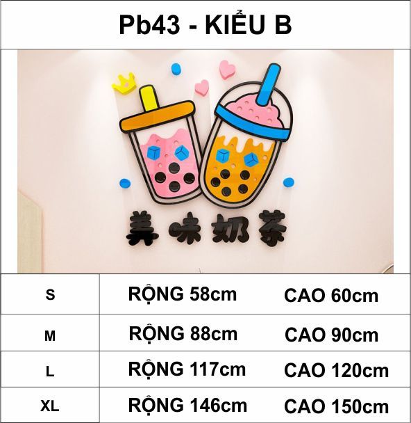 Tranh mica EPeBen dán tường nổi 3d hình love trà sữa, happy milk tea trang trí cửa hàng trà sữa, trà tranh, quán nước