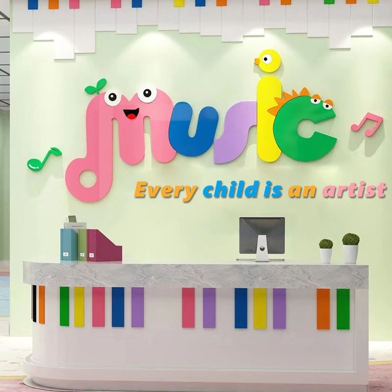 Tranh mica EPeBen dán tường nổi 3d hình Music child artist Nốt Nhạc decor trang trí Lớp Học Âm Nhạc, Mầm Non