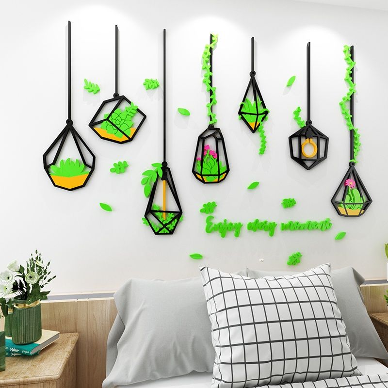Tranh mica EPeBen dán tường nổi 3d hình Hình Chậu giàn Cây xanh Treo Tường Enjoy decor trang trí Phòng Khách, Phòng Ngủ