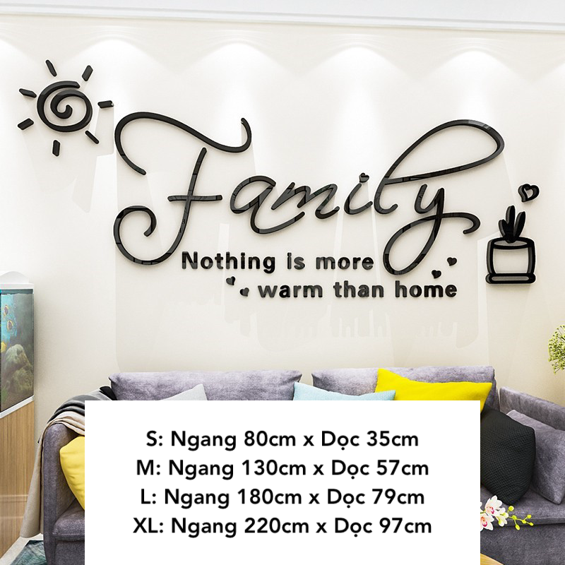 Tranh mica EPeBen dán tường nổi 3d hình Family Home decor trang trí Phòng Khách, Phòng Bếp