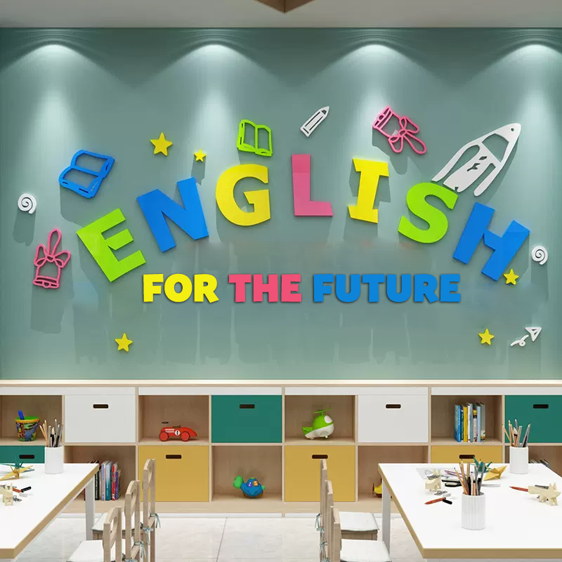 Tranh mica EPeBen dán tường nổi 3d hình Góc Tiếng Anh English decor trang trí Lớp Tiếng Anh, Trung Tâm Ngoại Ngữ
