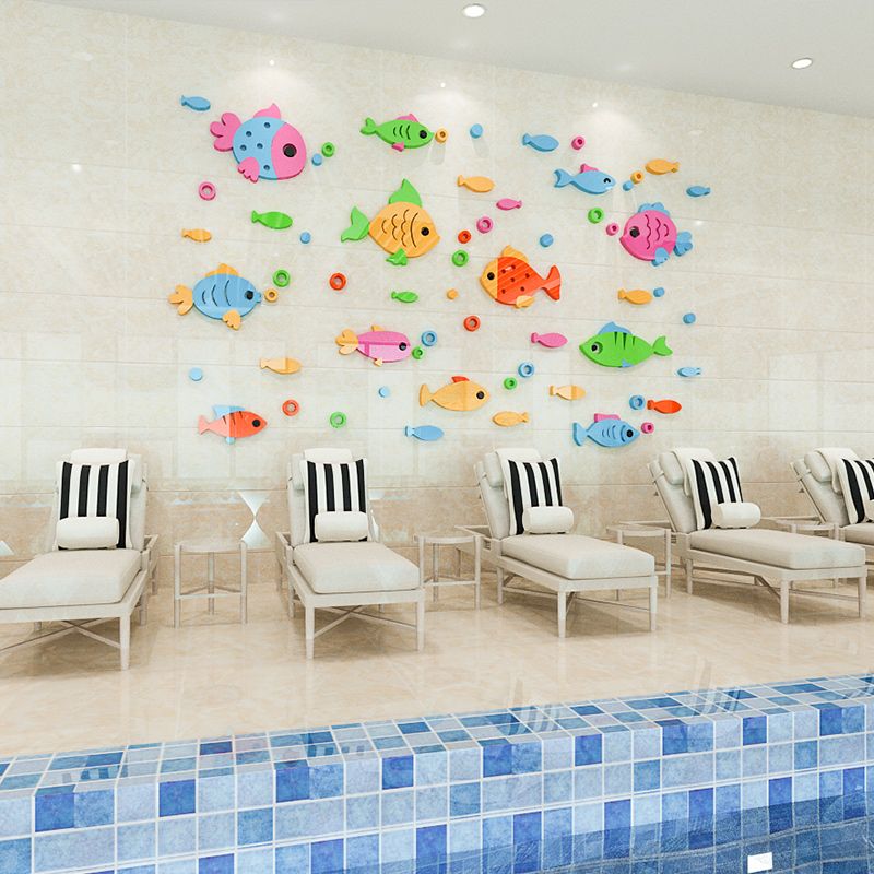 Tranh mica EPeBen dán tường nổi 3d hình Dưới đáy đại dương decor trang trí Phòng tắm, bể bơi, nhà vệ sinh trường mầm non