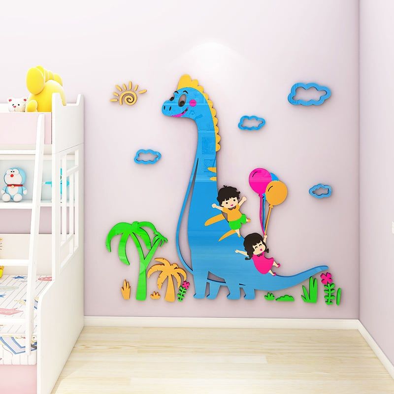 Tranh mica EPeBen dán tường nổi 3d hình Khủng Long Vui NHộn decor trang trí Phòng cho bé, Phòng ngủ, Phòng khách,Mầm non