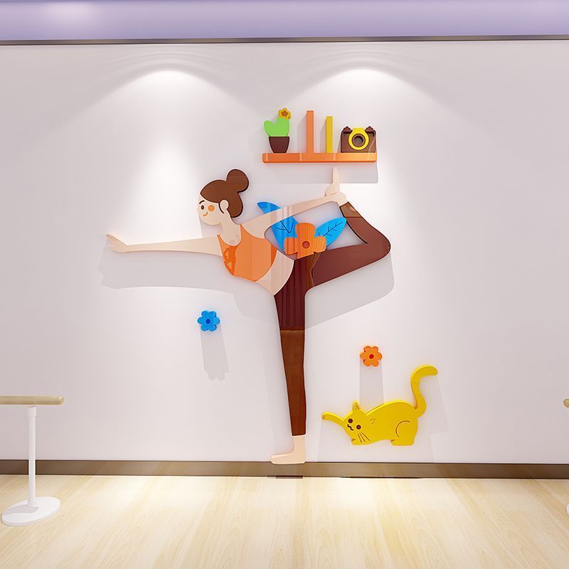 Tranh mica EPeBen dán tường nổi 3d hình Các Dáng Tập Yoga decor trang trí Phòng Tập Yoga, Thể Dục