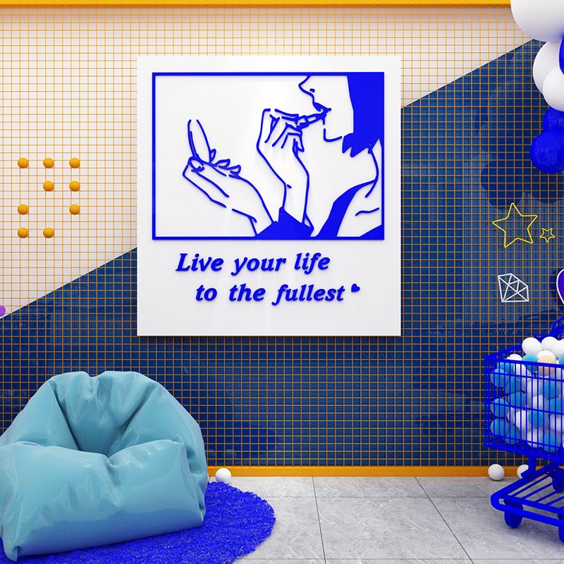 Tranh mica EPeBen dán tường nổi 3d hình cô gái makeup trang điểm trang trí tiệm nail, tiệm trang điểm, cửa hàng mỹ phẩm