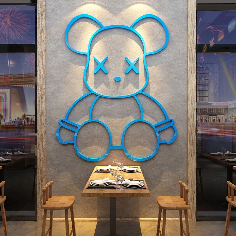 Tranh mica EPeBen dán tường nổi 3d hình gấu Kaws Bearbrick siêu ngầu, trang trí quán ăn, shop thời trang, spa làm đẹp