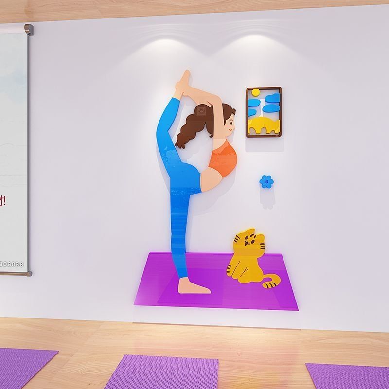 Tranh mica EPeBen dán tường nổi 3d hình Các Dáng Tập Yoga decor trang trí Phòng Tập Yoga, Thể Dục