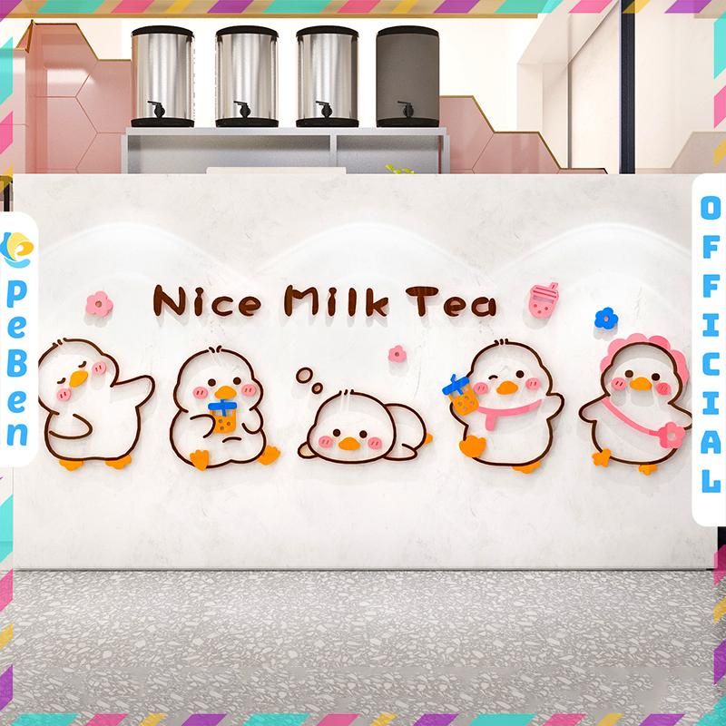 Tranh mica EPeBen dán tường nổi 3d hình Nice Milk Tea decor trang trí Quán Trà Sữa, Quán Nước