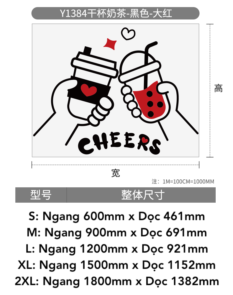 Tranh mica EPeBen dán tường nổi 3d hình Cheers Trà Sữa decor trang trí Quán Cafe, Trà Sữa