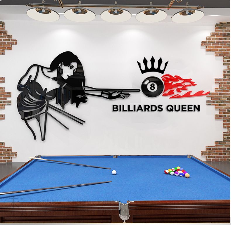 Tranh mica nổi 3d dán tường Logo quán Bi-a Billiard trang trí CLB Bida, Phòng Game - EPeBen