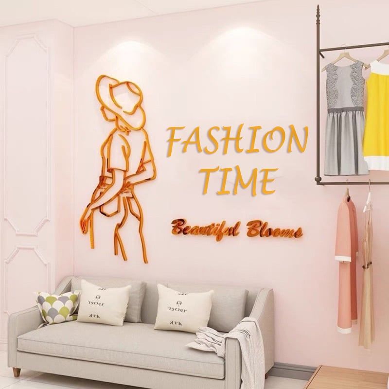 Tranh mica EPeBen dán tường nổi 3d hình Cô Gái Fashion Time decor trang trí Cửa Hàng quần áo phụ nữ, Shop thời trang