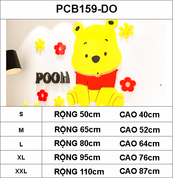 Tranh mica EPeBen dán tường nổi 3d hình hoạt hình gấu pooh Pu dễ thương decor trang trí mầm non, phòng cho bé EPeB
