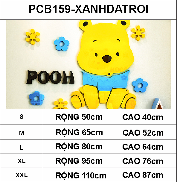 Tranh mica EPeBen dán tường nổi 3d hình hoạt hình gấu pooh Pu dễ thương decor trang trí mầm non, phòng cho bé EPeB