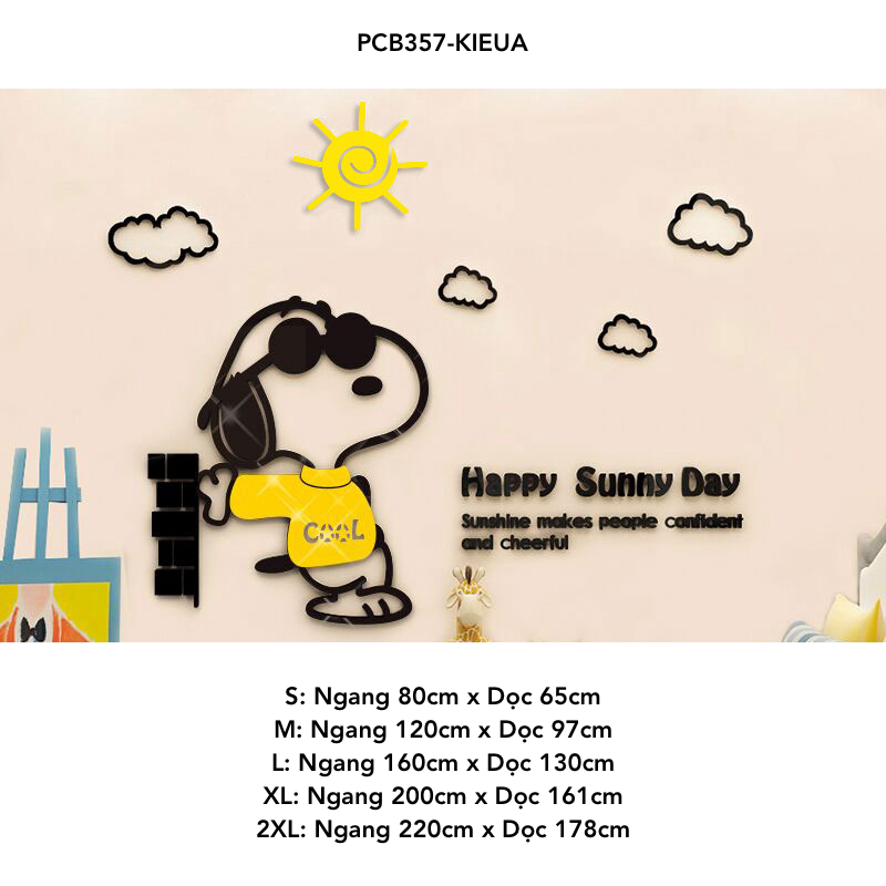 Tranh mica EPeBen dán tường nổi 3d hình Snoopy Sunny Day decor trang trí Phòng Cho Bé, Phòng Ngủ