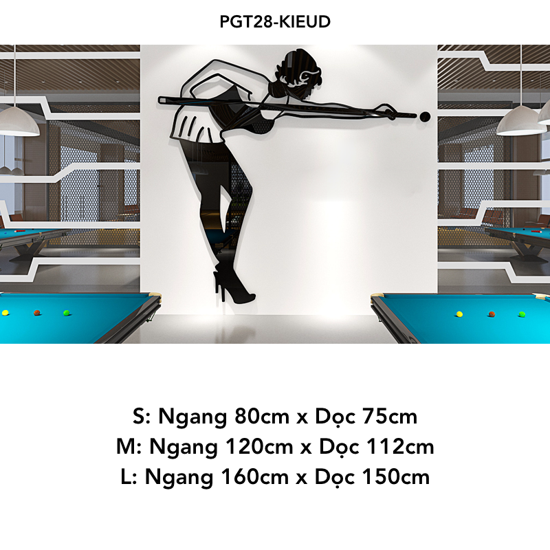 Tranh mica nổi 3d dán tường Logo quán Bi-a Billiard trang trí CLB Bida, Phòng Game - EPeBen