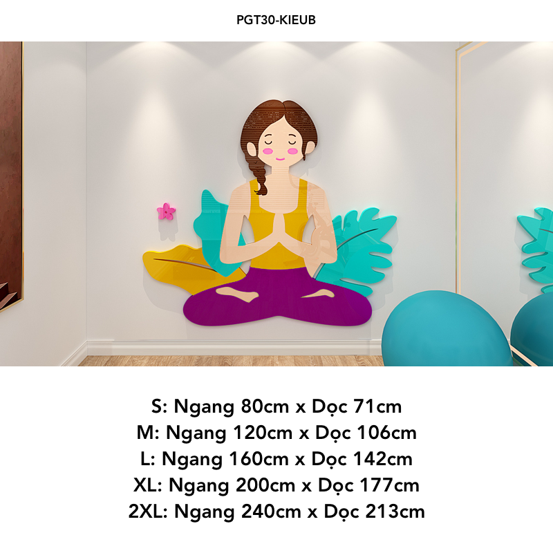 Tranh mica EPeBen dán tường nổi 3d hình Các Dáng Tập Yoga decor trang trí Phòng Tập Yoga, Thể Dục