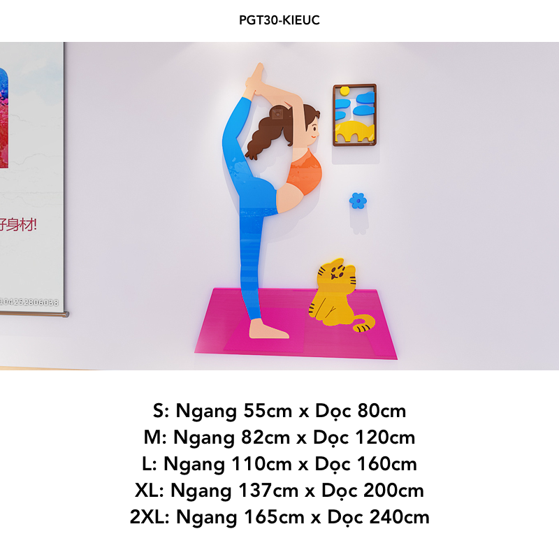 Tranh mica EPeBen dán tường nổi 3d hình Các Dáng Tập Yoga decor trang trí Phòng Tập Yoga, Thể Dục