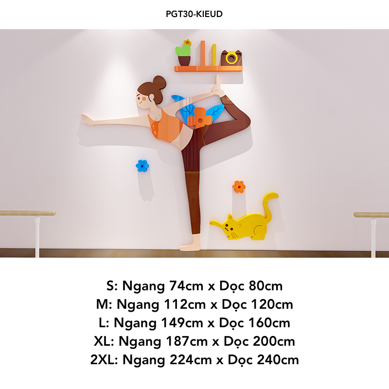 Tranh mica EPeBen dán tường nổi 3d hình Các Dáng Tập Yoga decor trang trí Phòng Tập Yoga, Thể Dục