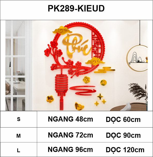 Tranh mica EPeBen dán tường nổi 3d hình Chữ Phúc Lộc thư pháp tiếng Việt sang trọng trang trí Phòng Bếp, Phòng Khách